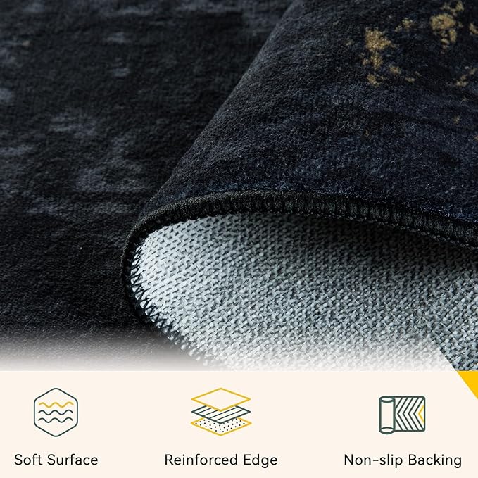 Washable Area Rugs 9'x12' Non-Slip Modern Abstract Soft - Image 4