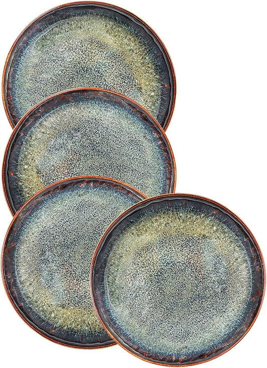Ceramic Dinner Plates Dish Set,Set of 4,for Lunch snacks -Microwave Oven & Dishwasher Safe,Scratch Resistant,Dinnerware Kitchen Porcelain Serving Dishes 10 Inch Round