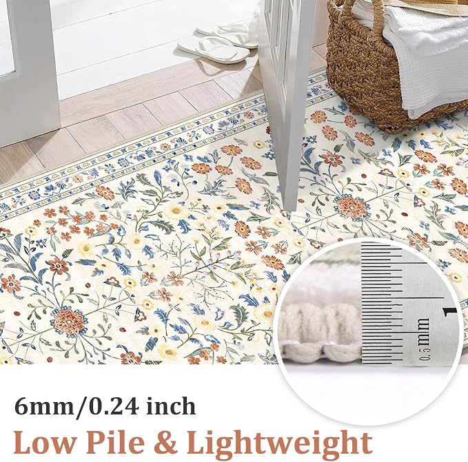 Yamaziot 2x10 Washable Hallway Runner Rug Non Slip Carpet, Colorful Beige | - Image 3