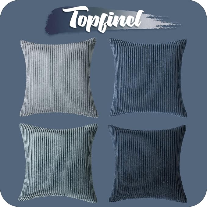 Topfinel Decorative Throw Pillow Covers Dark Blue Navy Series, Summer Corduroy - Image 7