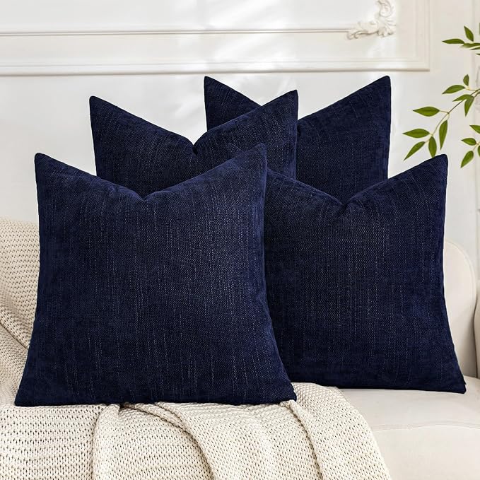 Set of 4 Soft Textured Decorative Throw Pillow Covers 22x22 Inch Cozy Farmhouse by Cozoomy