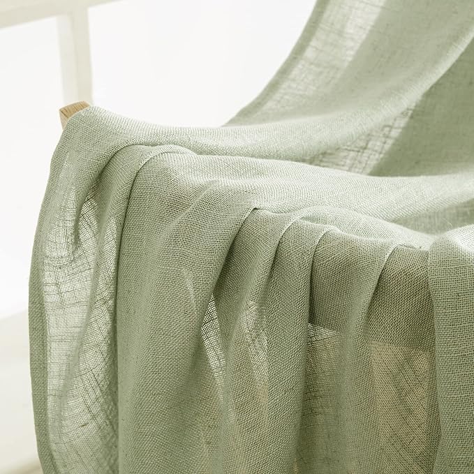 MIULEE Sage Green Linen Curtains 72 Inch Length 2 Panels - Image 6