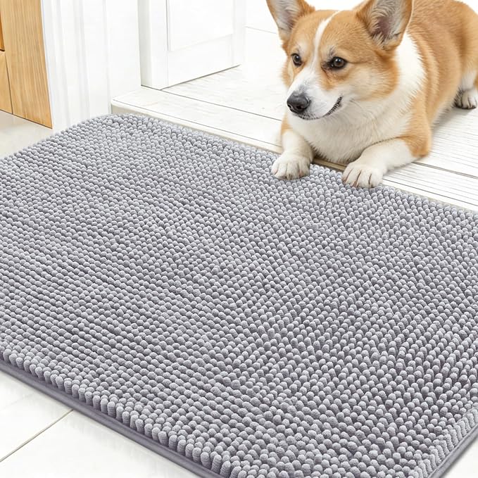 OLANLY Dog Door Mat for Muddy Paws 30x17, Super Absorbent Chenille Mud Mat | by OLANLY