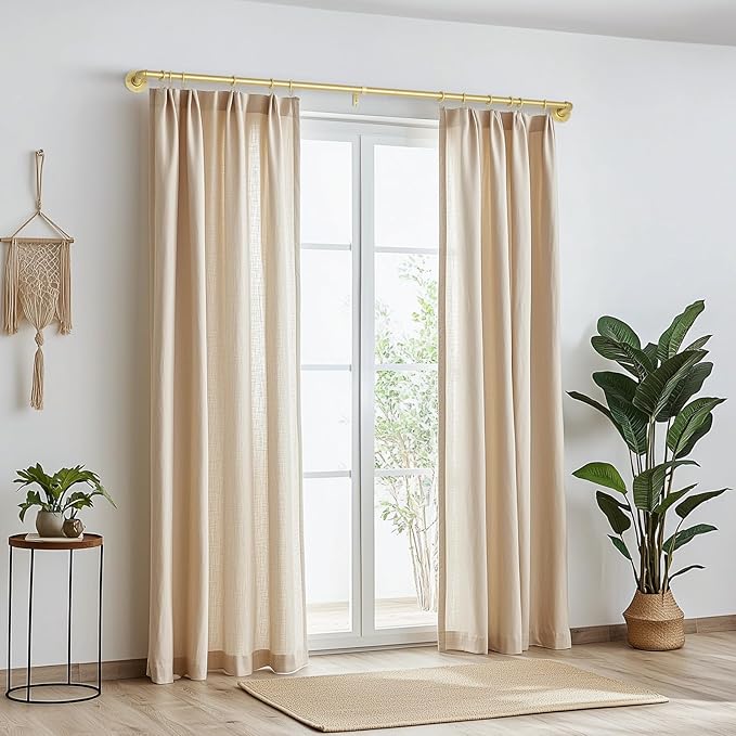 Zeerobee Curtain Rods for Windows 32 to 72, 1 Inch Industrial Wrap Around Gold - Image 2