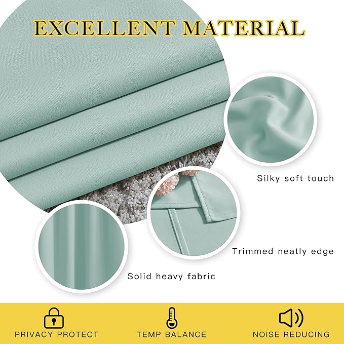 NICETOWN Aqua Blue Blackout Bedroom Curtains, Energy Saving Thermal Window - Image 4