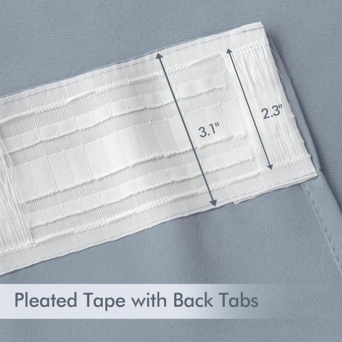 MIULEE Light Blue Back Tab Blackout Curtains 52x108 Inch Long 2 Panels Set | - Image 4