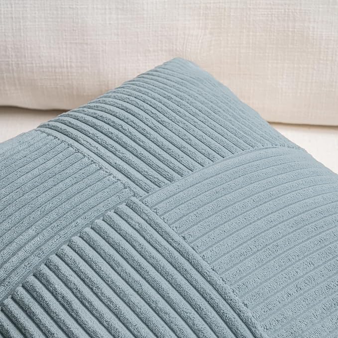 Fancy Homi Set of 2 Light Blue Long Lumbar Decorative Throw Pillow Covers 12x24 - Image 4