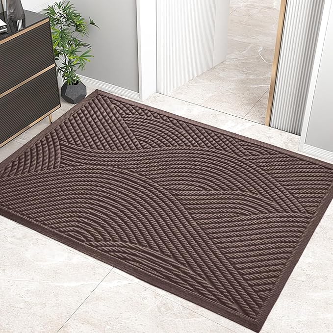 Sturdy Front Door Mat, Absorbent Muddy Dirt Resist Welcome Door Mats Outdoor by HIYARD
