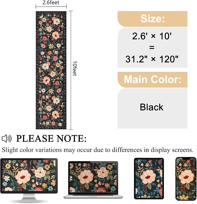 DUKINO 2.6x10 Runner Rug for Hallway, Washable Kitchen Rugs Non Slip, Low Pile - Image 2