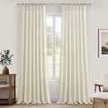 PleatedDrapes Light Filtering Natural Linen Sheer Curtains 104 Inches Long by PleatedDrapes