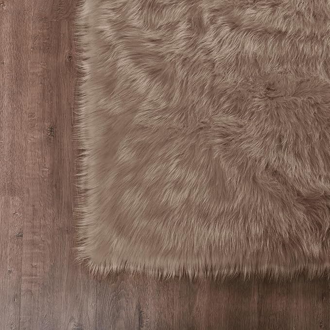 Goolela Furry 2x6 Fluffy Faux Sheepskin Beige Washable Shag Rug - Image 7