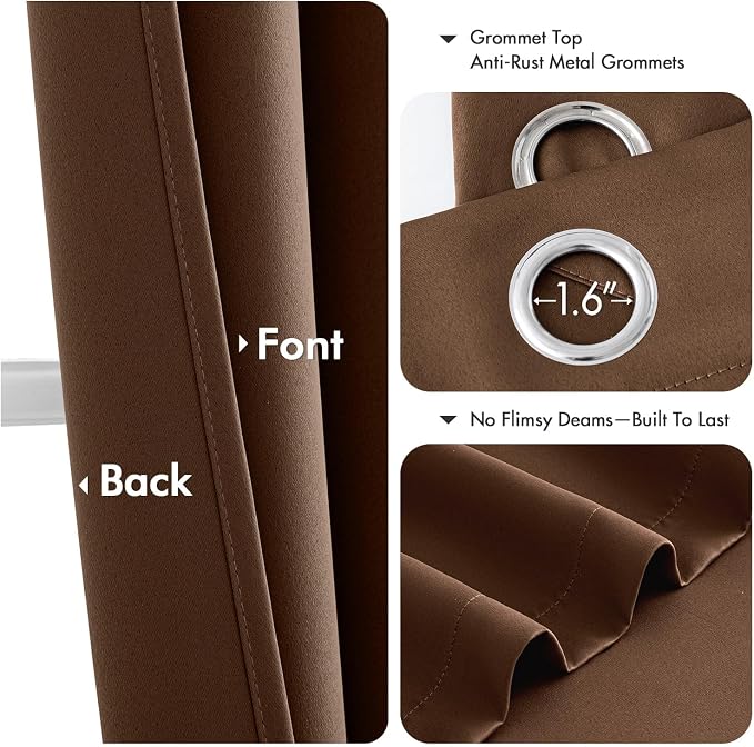 MIULEE Blackout Curtains for Bedroom 2 Panels 50 x 84 Inch Long Mocha Brown | - Image 4