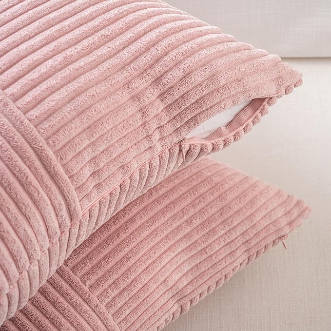 Fancy Homi 2 Packs Blush Pink Decorative Throw Pillow Covers 20x20 Inch - Image 4