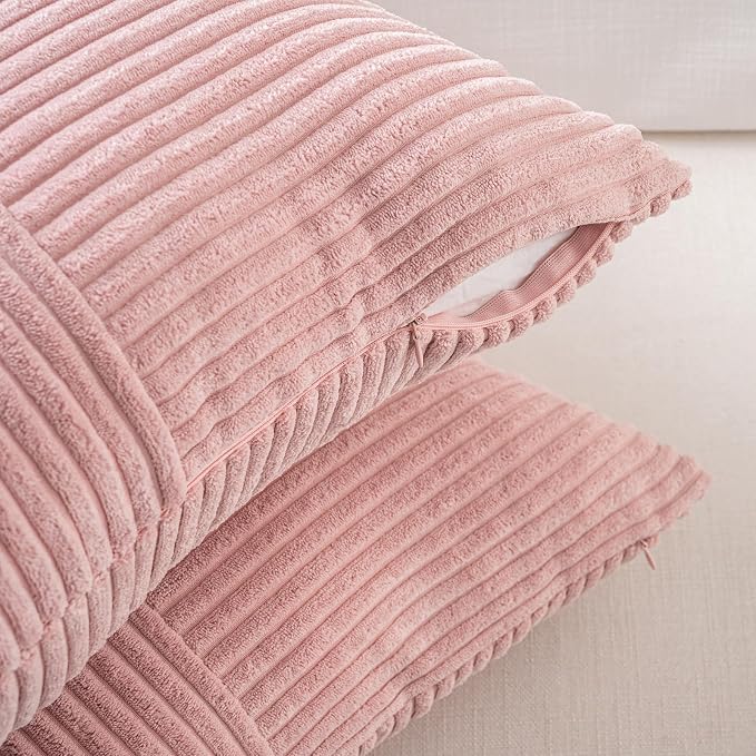 Fancy Homi 2 Packs Blush Pink Decorative Throw Pillow Covers 20x20 Inch - Image 4