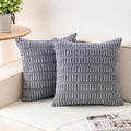 Pack of 2 Corduroy Decorative Throw Pillow Covers 20x20 Inch, Light Grey | Fall by Unknown