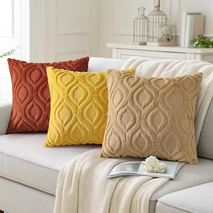 decorUhome Throw Pillow Covers 18x18 Inch Set of 2, Soft Plush Faux Wool Khaki - Image 9