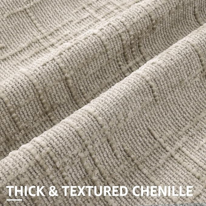 decorUhome Light Brown Chenille Euro Sham Throw Pillow Covers 26x26 Set of 2 - Image 2