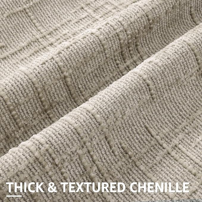decorUhome Light Brown Chenille Euro Sham Throw Pillow Covers 24x24 Set of 2 - Image 2