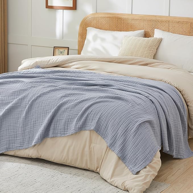 EMME Muslin Blankets for Adults Throw Blanket for Couch Breathable Gauze Soft - Image 5
