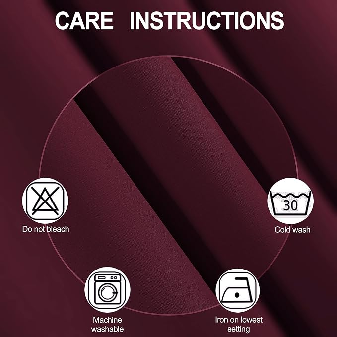 Burgundy Red Blackout Curtains 52 x 63 Inch Length/Set of 2 Curtain - Image 4
