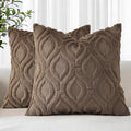 decorUhome Throw Pillow Covers 16x16 Inch Set of 2, Soft Plush Faux Wool Brown by decorUhome