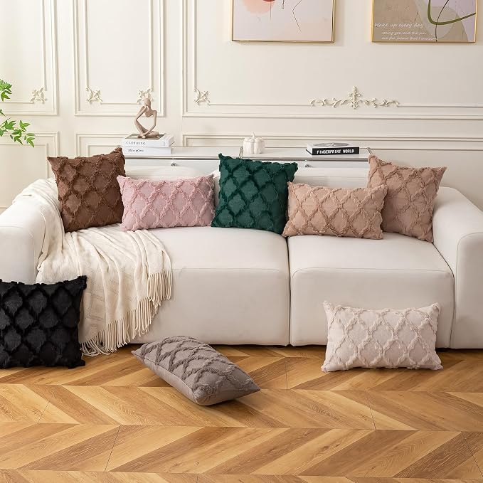 Set of 2 Soft Moroccan Throw Pillow Covers 20x20 Inch Plush Boho Decorative - Image 2