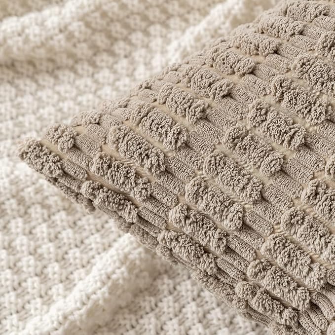 MIULEE Lumbar Corduroy Decorative Throw Pillow Covers 24x12 Light Brown | Pack - Image 5
