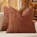 MIULEE Chenille Textured Fall Euro Throw Pillow Covers Burnt Orange 24x24 | Set by MIULEE