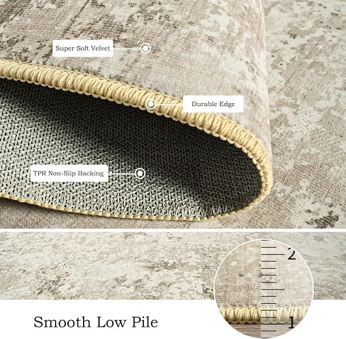 Toneed Abstract Area Rug Modern Washable Rug Soft Non Slip Rug Low Pile - Image 6