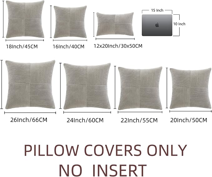 Fancy Homi 2 Packs Neutral Grey Lumbar Decorative Throw Pillow Covers 12x20 Inch - Image 7