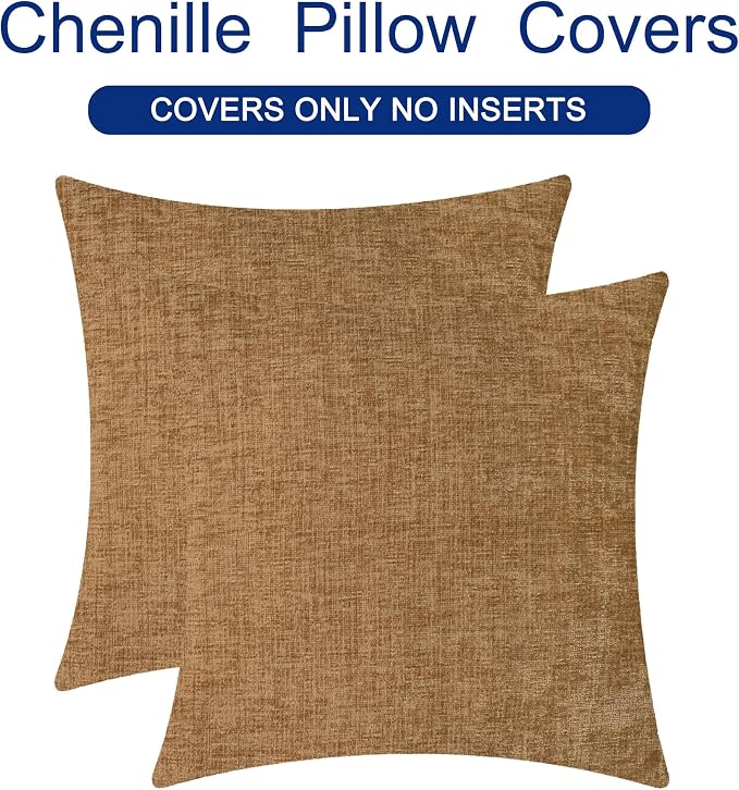 CaliTime Throw Pillow Covers Decorative 20 X 20 Inches Pack of 2 Cozy Chenille - Image 6
