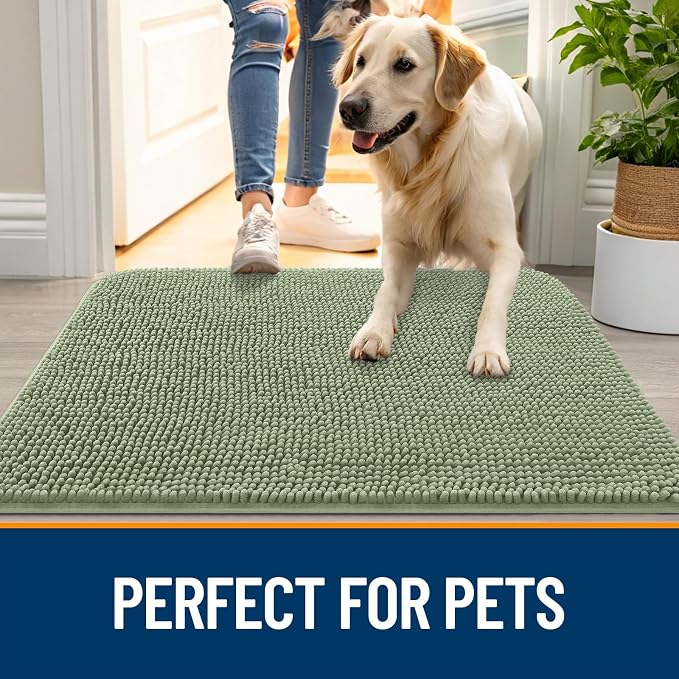 OLANLY Dog Door Mat for Muddy Paws 47x24, Super Absorbent Chenille Mud Mat | - Image 6