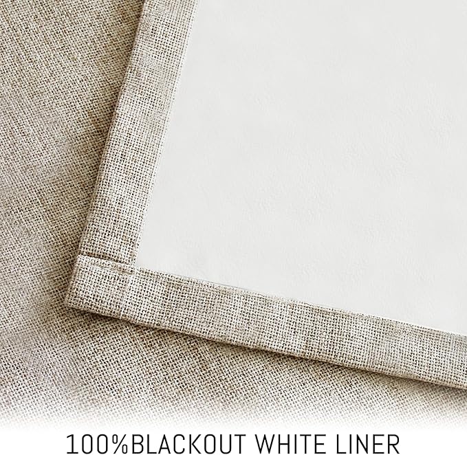 Yakamok Natural Linen Curtains 100% Blackout 63 Inches Long, Room Darkening - Image 3