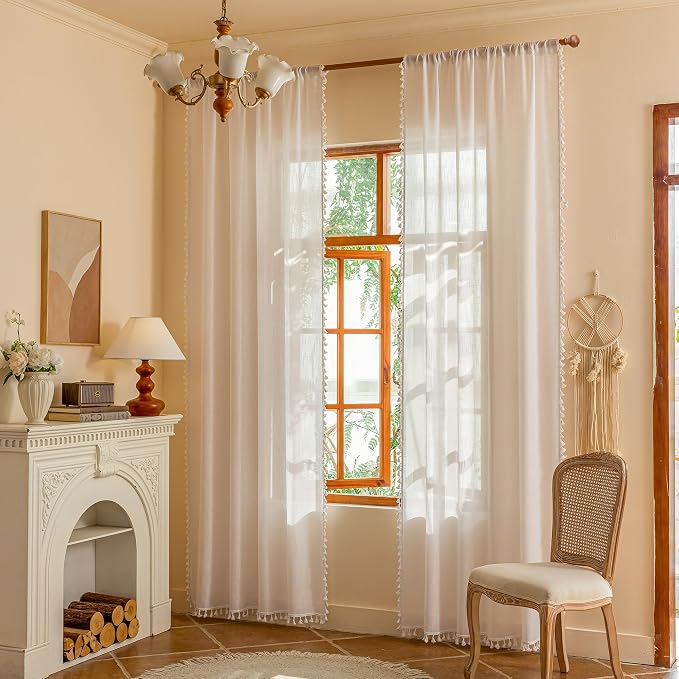 MYSKY HOME 84 inches Length White Curtains by MYSKYHOME