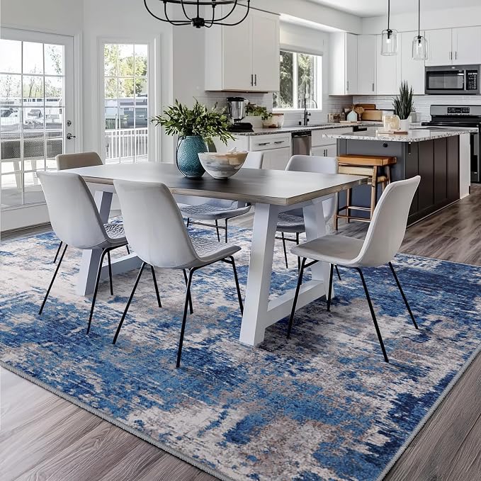 Washable Area Rugs 8'x10' Non-Slip Modern Abstract Soft - Image 2