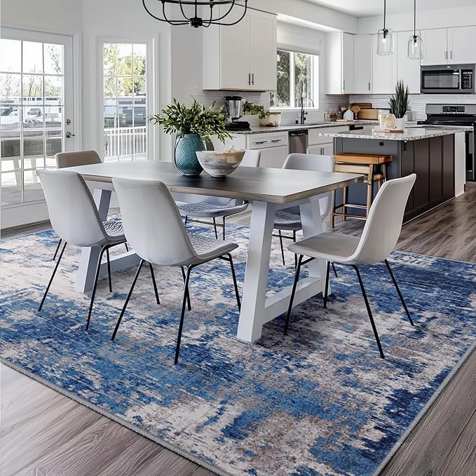 Washable Area Rugs 10'x14' Non-Slip Modern Abstract Soft - Image 4