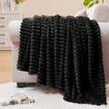 BEDELITE 3D Ribbed Jacquard Black Fleece Twin Blanket by BEDELITE
