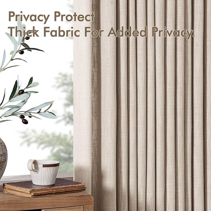 MIULEE Pinch Pleated Thick Linen Curtains 84 Inches Long 2 Panels - Image 7