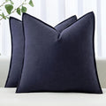 MIULEE Decorative Linen Euro Sham Pillow Covers 22x22 Inch Navy | Boho by MIULEE