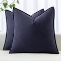 MIULEE Decorative Linen Pillow Covers 20x20 Inch Navy | Boho Farmhouse​ by MIULEE
