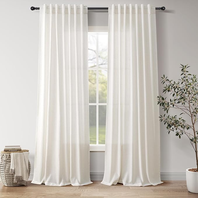 Natural Linen Curtains 102 Inches Long by Nanspring