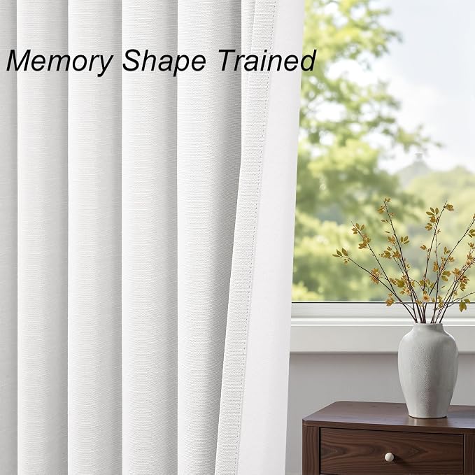 Topfinel Snow White 100% Blackout Linen Curtains - Image 6