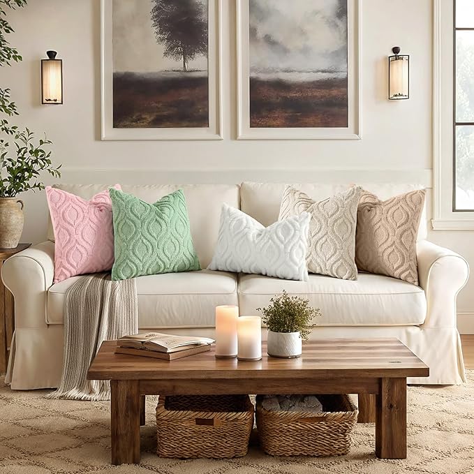 decorUhome Throw Pillow Covers 12x20 Inch Set of 2, Soft Plush Faux Wool Beige - Image 5