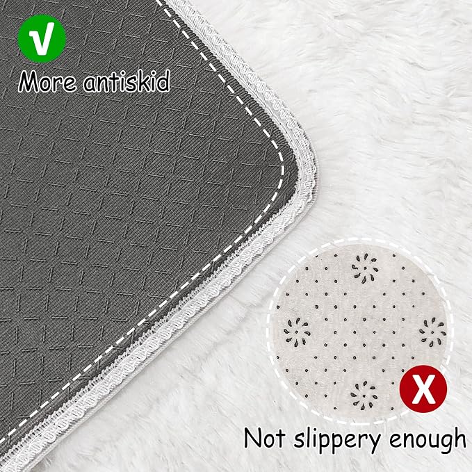 Small Area Rug for Bedroom 2x3ft Mini White Fluffy Rug Mat Bedside Throw Rug - Image 4