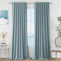 Blue 100% Blackout Linen Curtains 84 Inch Length 2 Panels Set by Guken