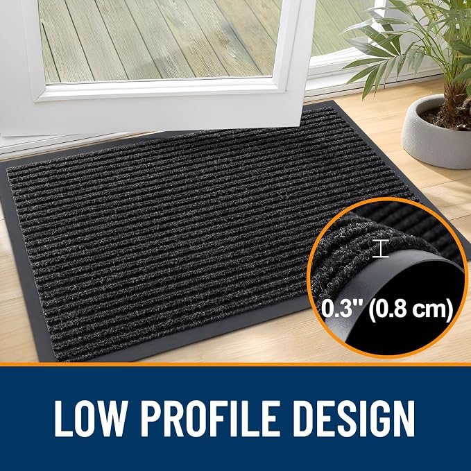 OLANLY 2-Pack Front Door Mats 59x23, Waterproof Heavy-Duty Doormats | Off-Black - Image 4