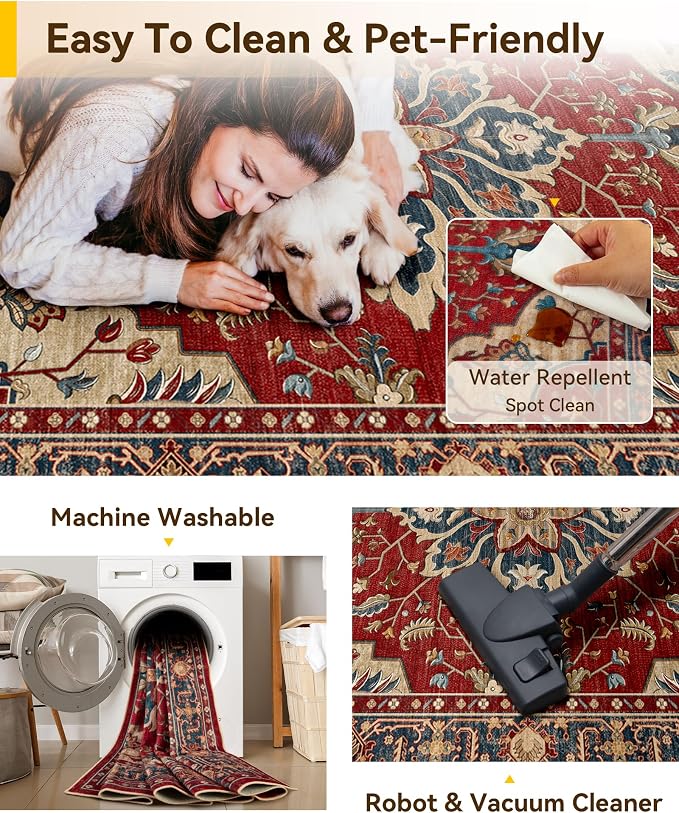 RELEANY Washable Area Rug, Runner 2'6"x5', Water Repellent, Pet Friendly - Image 5