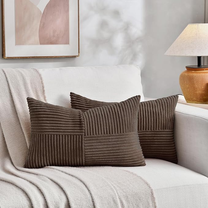 Fancy Homi 2 Packs Dark Brown Lumbar Decorative Throw Pillow Covers 14x22 Inch - Image 5