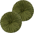 HIG Set of 2 Decorative Round Pleated Throw Pillows, Classy Accent Pumpkin by HIG