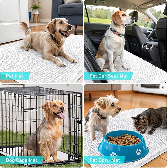 OLANLY Dog Door Mat for Muddy Paws 70x32, Super Absorbent Chenille Mud Mat | - Image 7